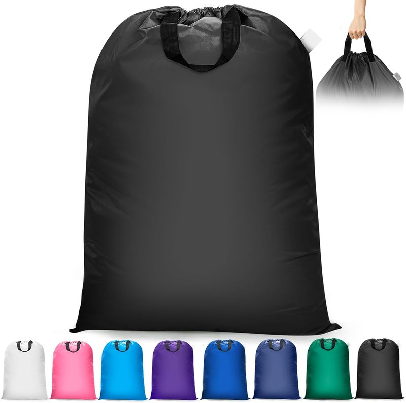 Isink Extra Large Laundry Bag With Handles, Heavy Duty, Travel Laundry Bag for Dirty Clothes, 28" x 40" (Black) - Image 1
